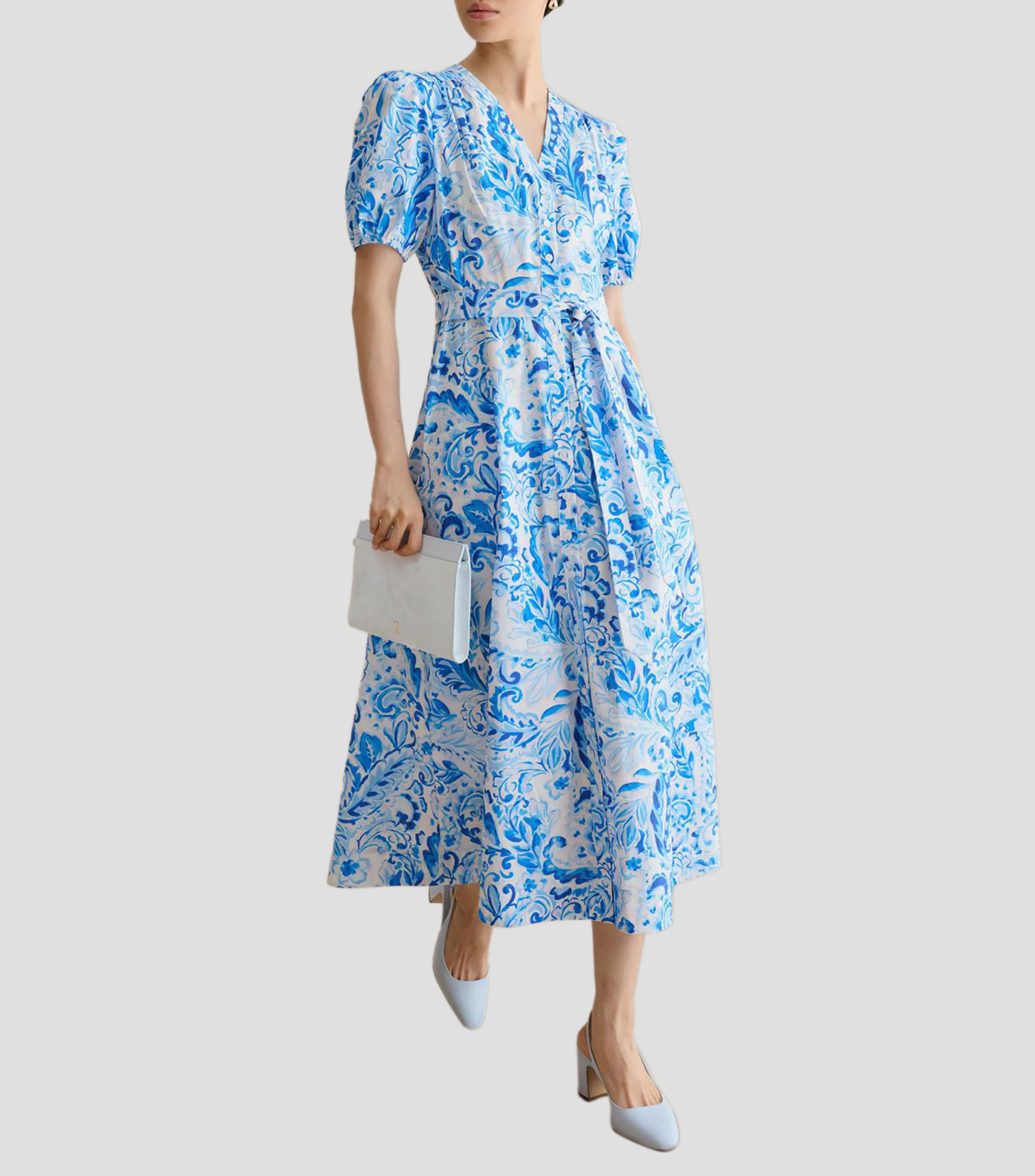 Vestido midi manga corta Mujer